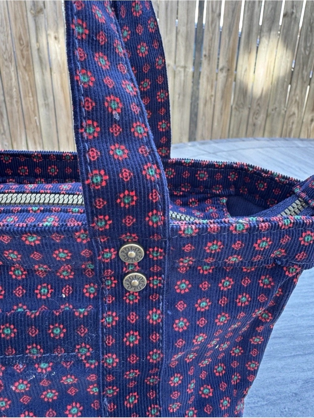 Polo by Ralph Lauren Navy Tote with Red Patterned Accents - Picture 4 of 8